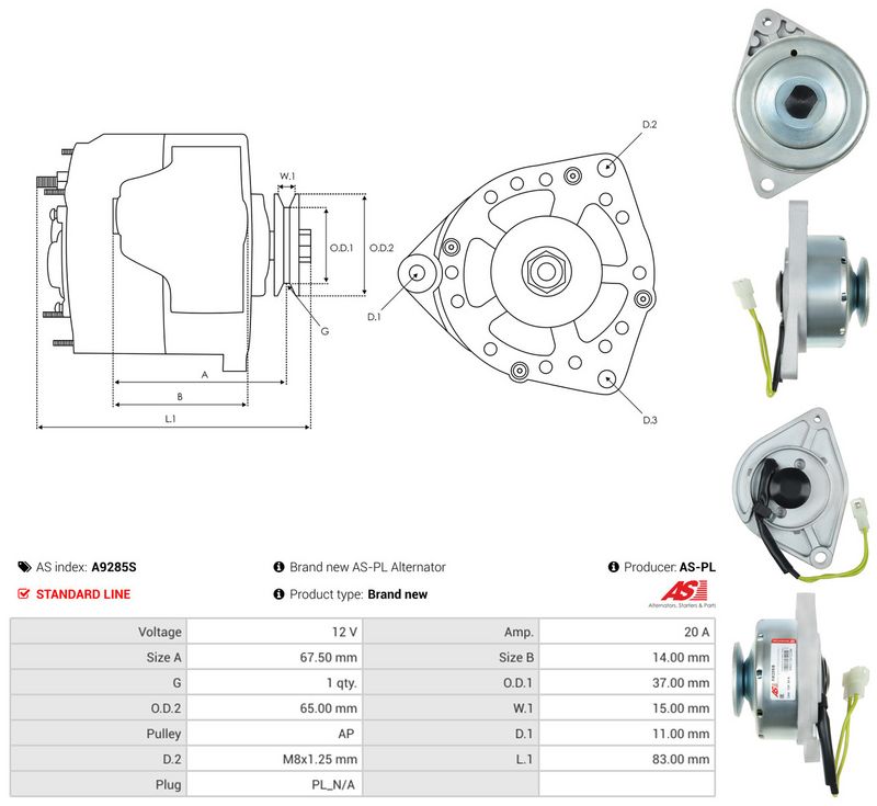 Generaator, AS-PL A9285S
