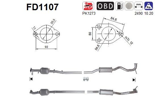 AS FD1107 Soot/Particulate Filter, exhaust system
