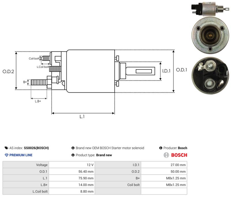 AS-PL SS0026(BOSCH) Solenoid Switch, starter
