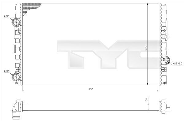 TYC hűtő, motorhűtés 737-0051-R