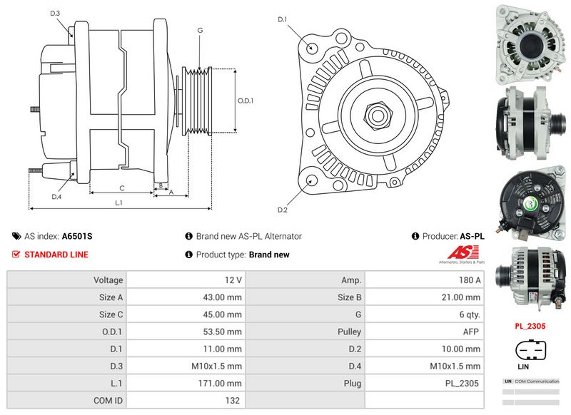 AS-PL A6501S Alternator