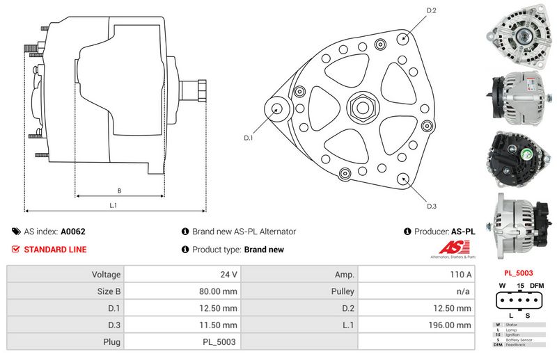 AS-PL A0062 Alternator