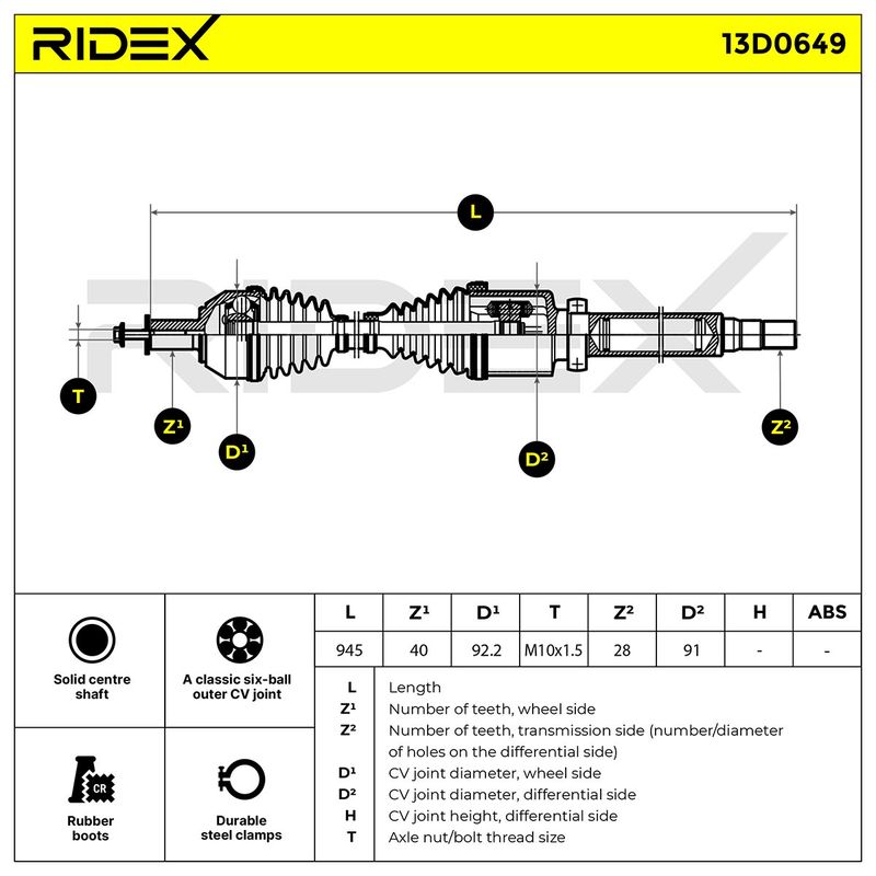 полуоска RIDEX