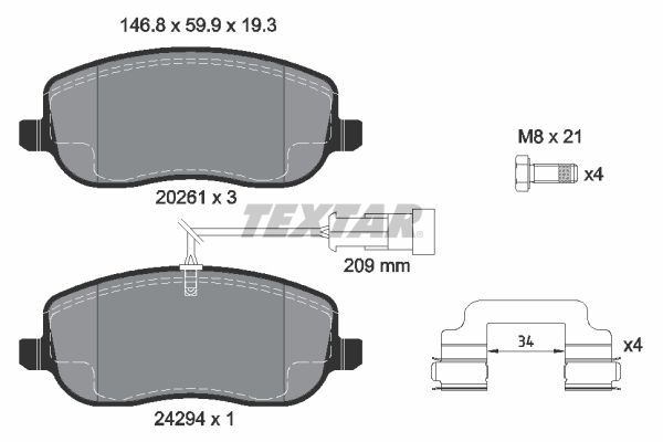 TEXTAR fékbetétkészlet, tárcsafék 2429401