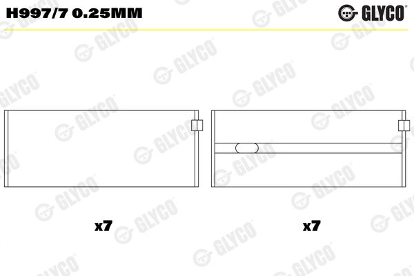 Підшипник колінчатого вала, Glyco H997/70.25MM