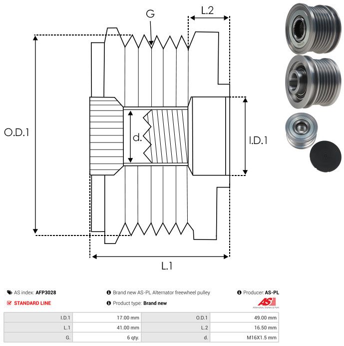 AS-PL AFP3028 Alternator Freewheel Clutch
