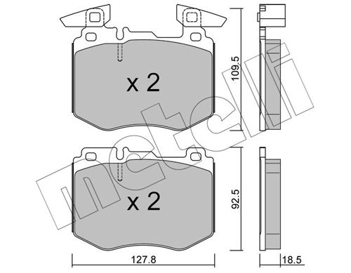 Комплект гальмівних накладок, дискове гальмо, Metelli 22-1388-0