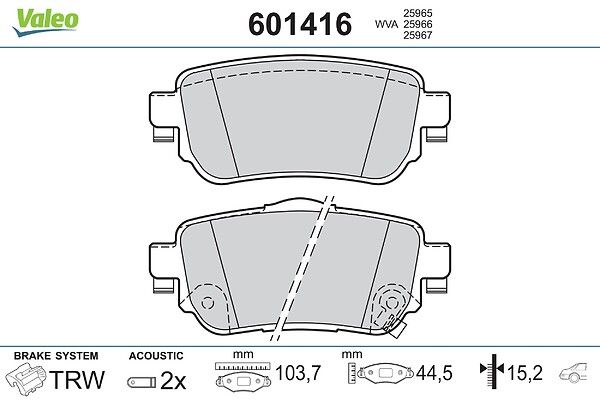 комплект спирачно феродо, дискови спирачки VALEO