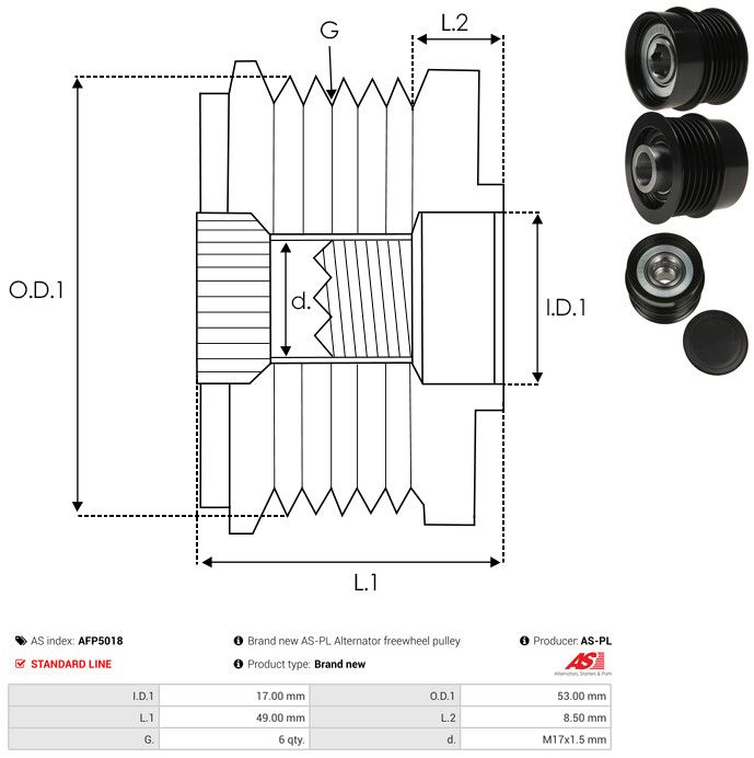 AS-PL AFP5018 Alternator Freewheel Clutch