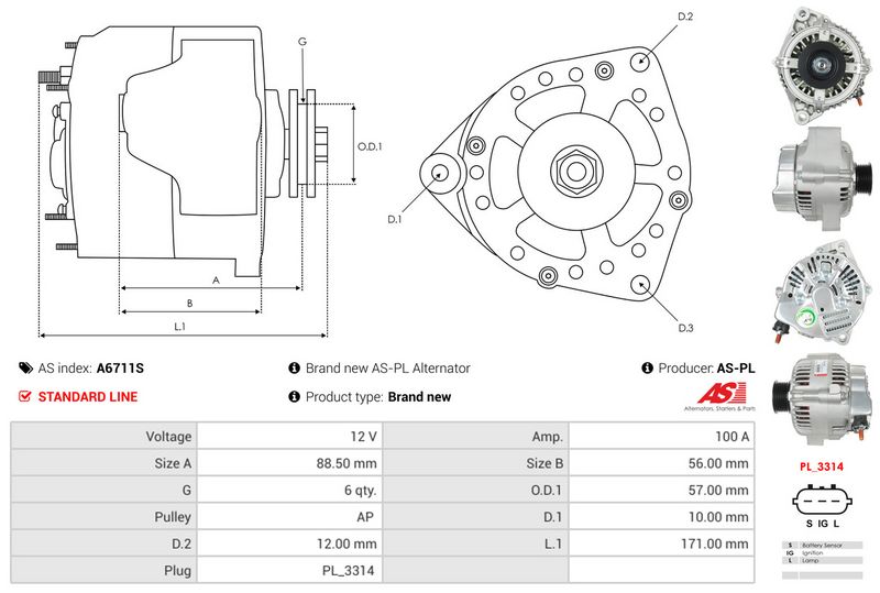 AS-PL A6711S Alternator