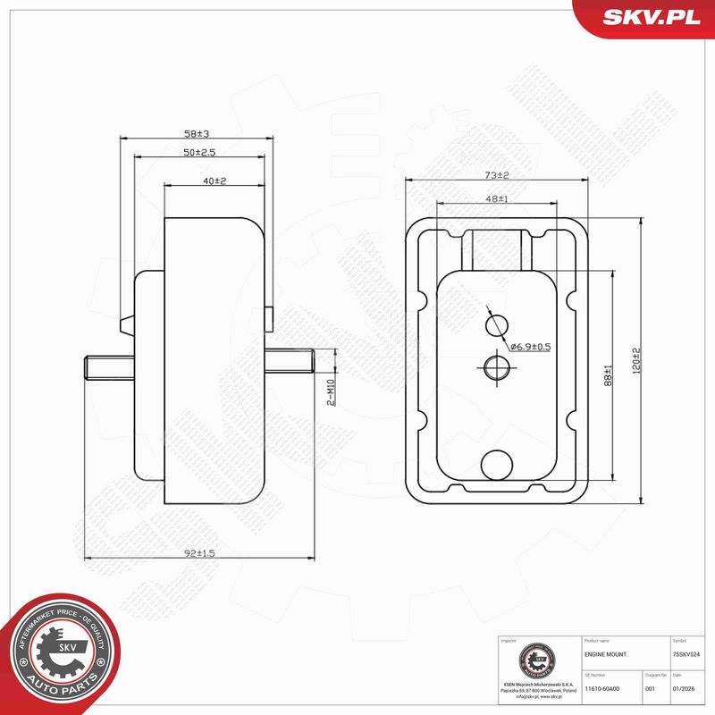 ESEN SKV 75SKV524 Mounting, engine