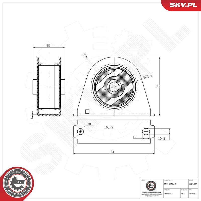 ESEN SKV 75SKV097 Mounting, engine