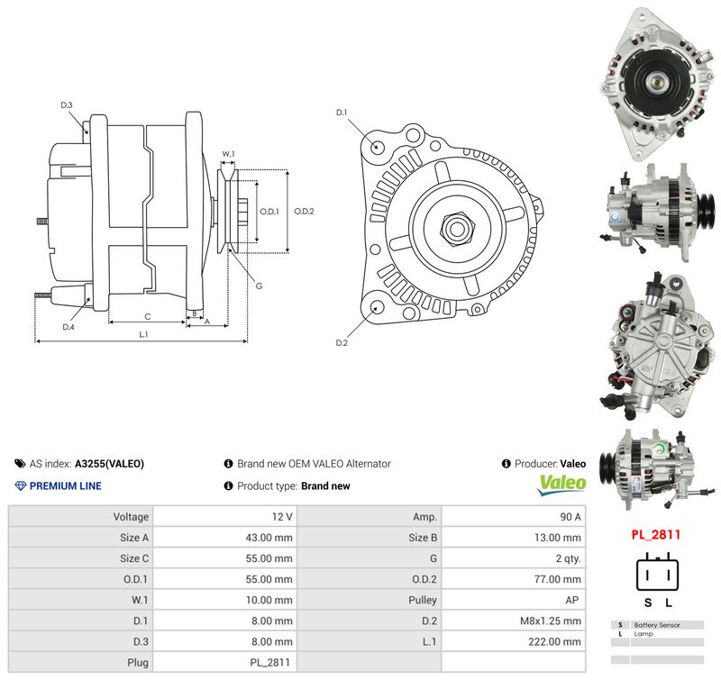 AS-PL A3255(VALEO) Generatorius