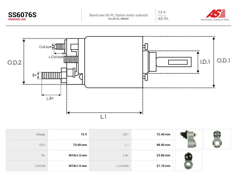 Magnetlülitus, starter, AS-PL SS6076S