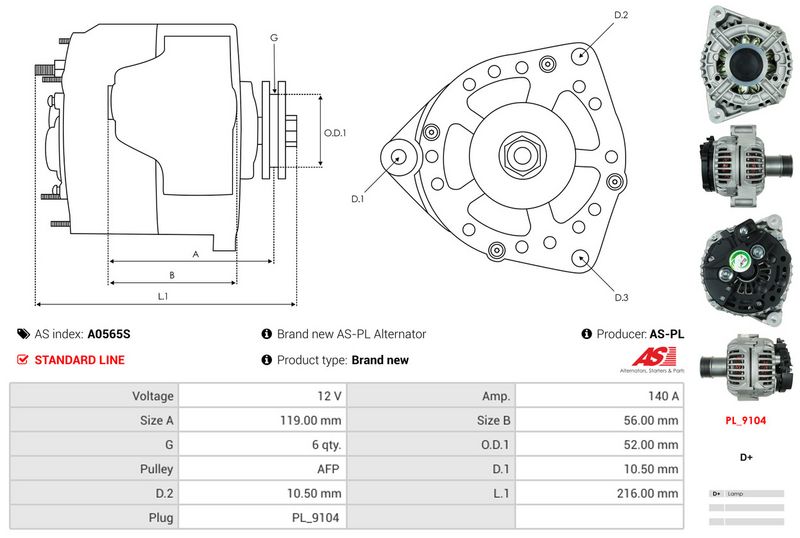 AS-PL A0565S Alternator