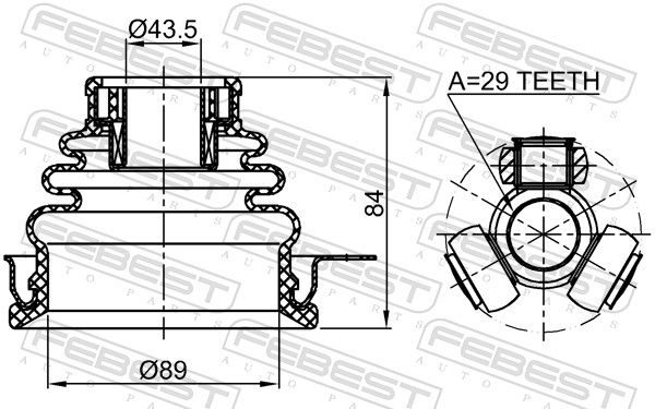 FEBEST 0411-DALH Joint Kit, drive shaft