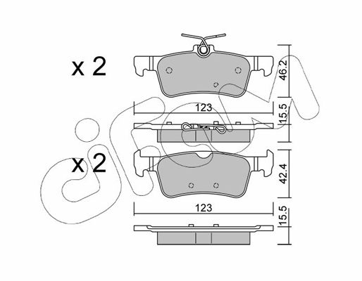 Комплект гальмівних накладок, дискове гальмо, Cifam 822-1042-0