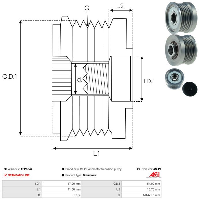 AS-PL AFP6044 Alternator Freewheel Clutch
