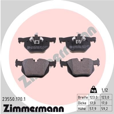 Комплект гальмівних накладок, дискове гальмо, Zimmermann 23550.170.1