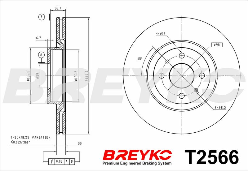 DAVID VASCO T2566 Brake Disc