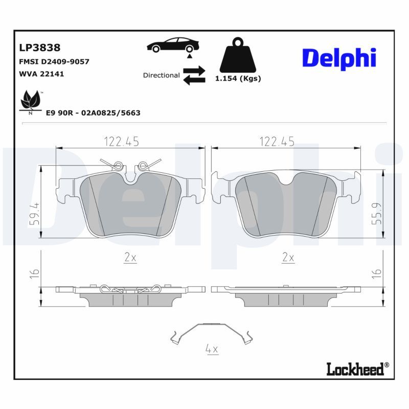 DELPHI LP3838 Stabdžių kaladėlių komplektas