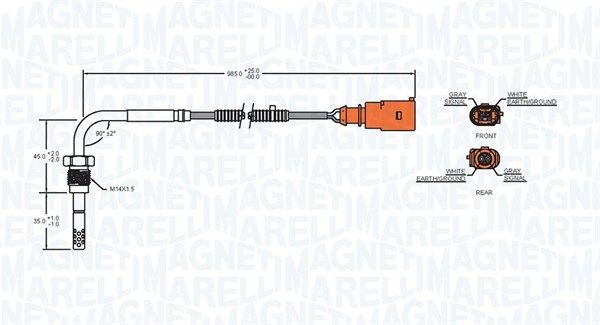 Датчик, температура відпрацьованих газів, Magneti Marelli 172000201010