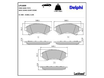DELPHI LP1609 - Brake Pad Set, disc brake