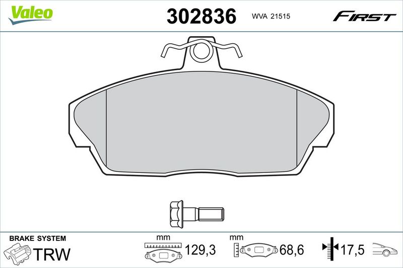 Valeo Brake Pad Set, disc brake 302836