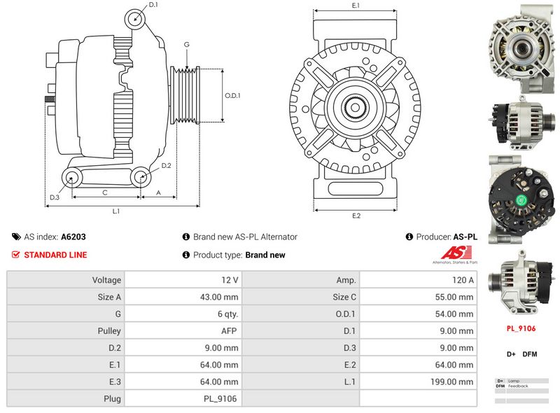 AS-PL A6203 Alternator