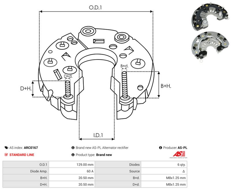 AS-PL ARC0167 Rectifier, alternator