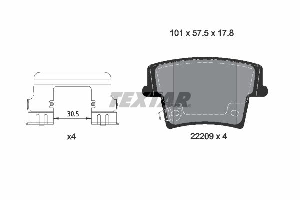 Комплект гальмівних накладок, дискове гальмо, Textar 2220903