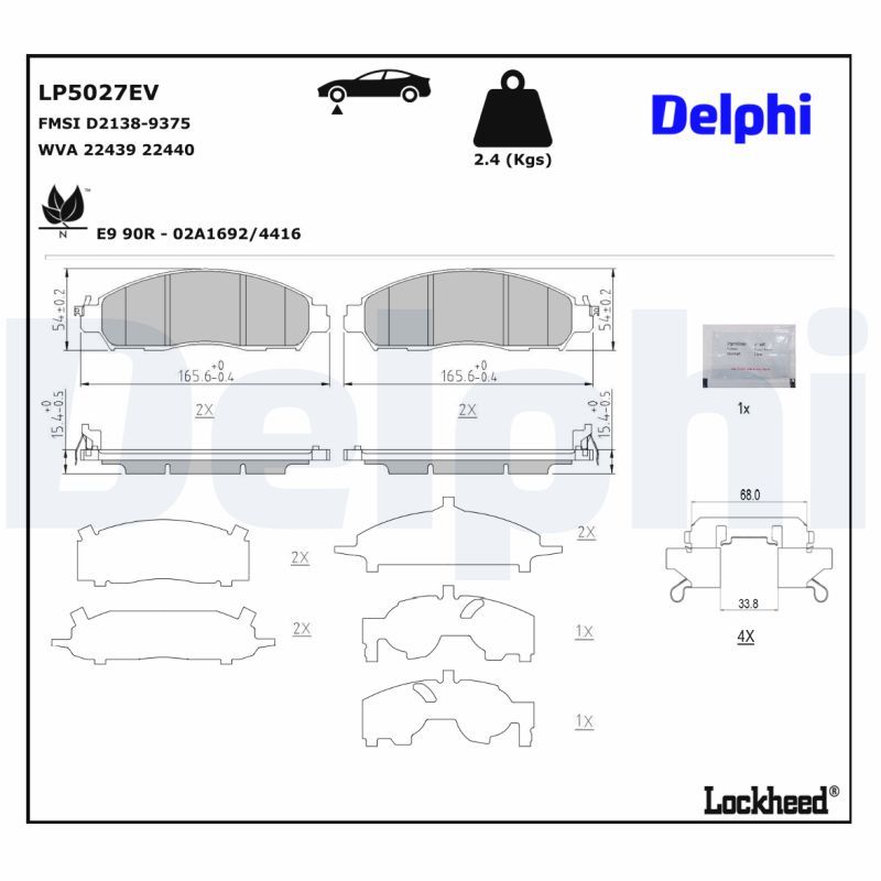 DELPHI LP5027EV Brake Pad Set, disc brake