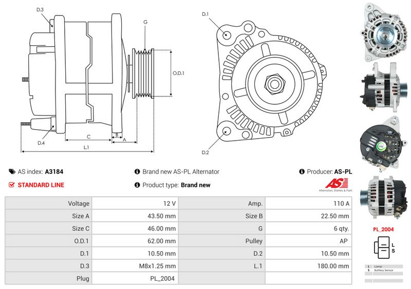 AS-PL A3184 Alternator
