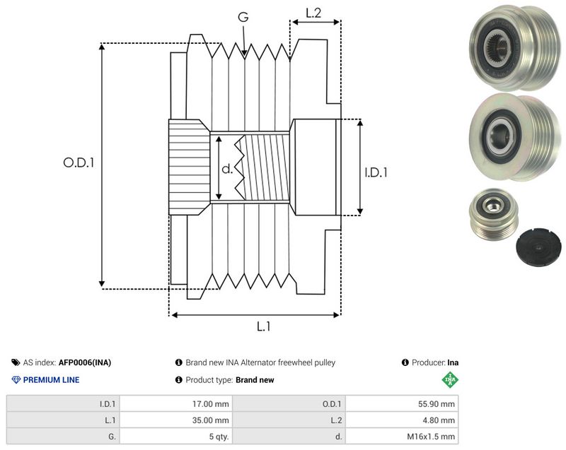 AS-PL AFP0006(INA) Alternator Freewheel Clutch