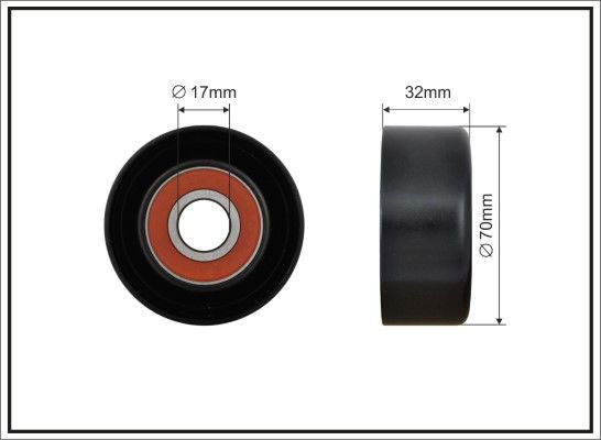 Натяжний ролик, поліклиновий ремінь, Toyota Avensis/Verso/Camry/Previa/RAV 4 II/III 2.0/2.4 02.00-12.13 70x17x31,5, Caffaro 31800