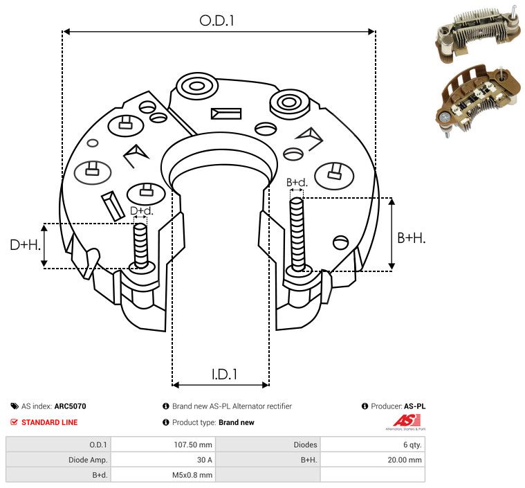 AS-PL ARC5070 Rectifier, alternator