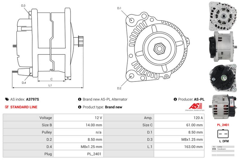 AS-PL A3797S Alternator