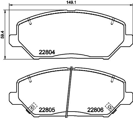 Комплект гальмівних накладок, дискове гальмо, Hella 8DB355037-881