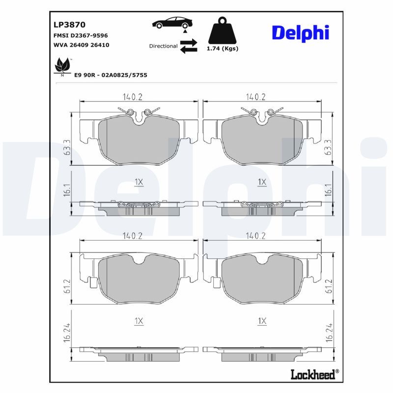 Set placute frana,frana disc LP3870 DELPHI