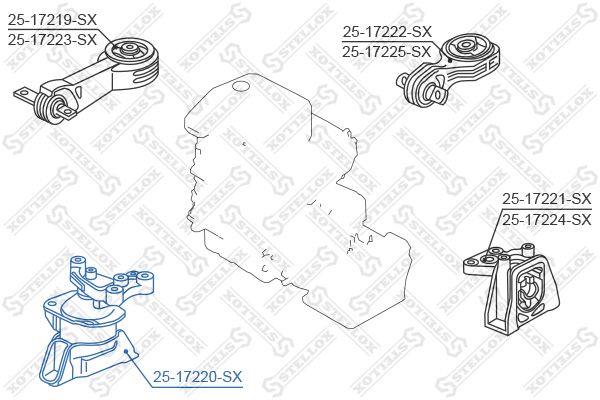 STELLOX 25-17220-SX Mounting, engine