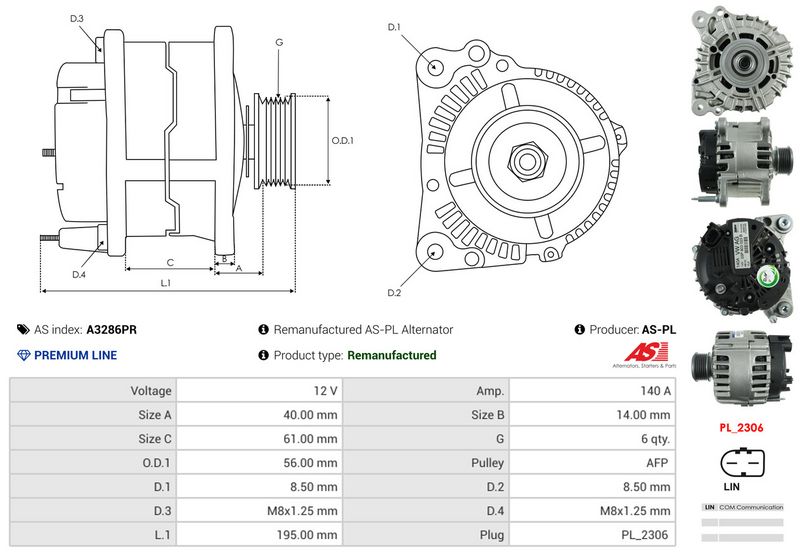 AS-PL A3286PR Alternator