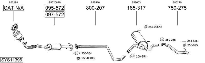 BOSAL kipufogórendszer SYS11396