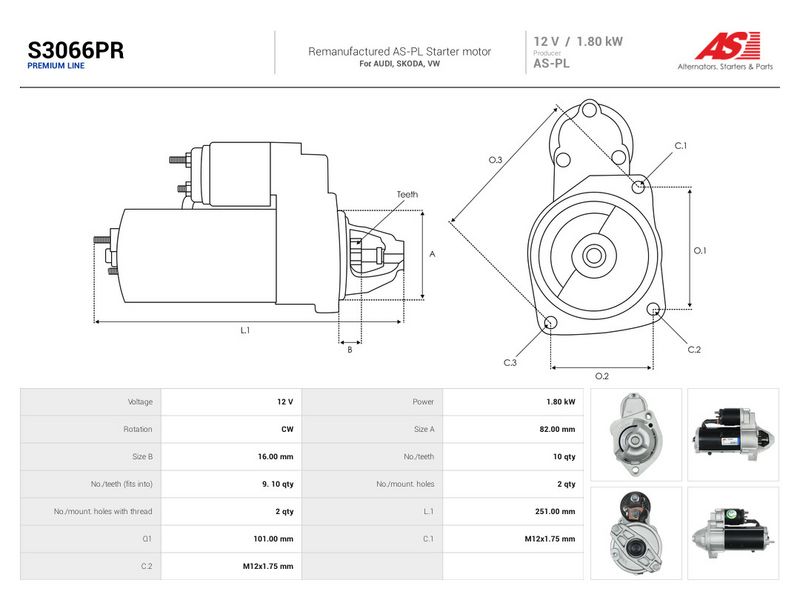 Starter, AS-PL S3066PR