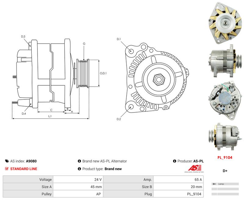 AS-PL A9080 Alternator