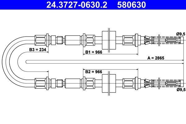 ATE Trekkabel, parkeerrem 24.3727-0630.2