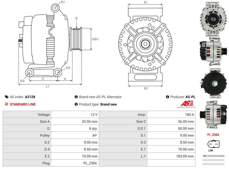 AS-PL A3128 Alternator