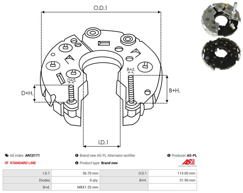 AS-PL ARC0171 Rectifier, alternator