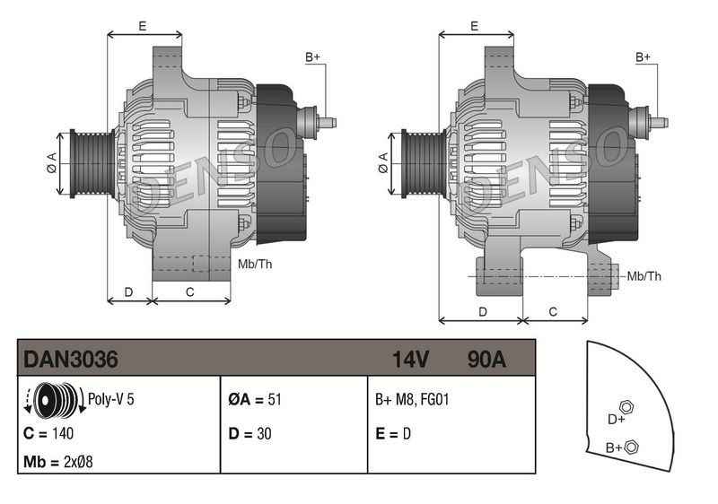 DENSO DAN3036 Alternator