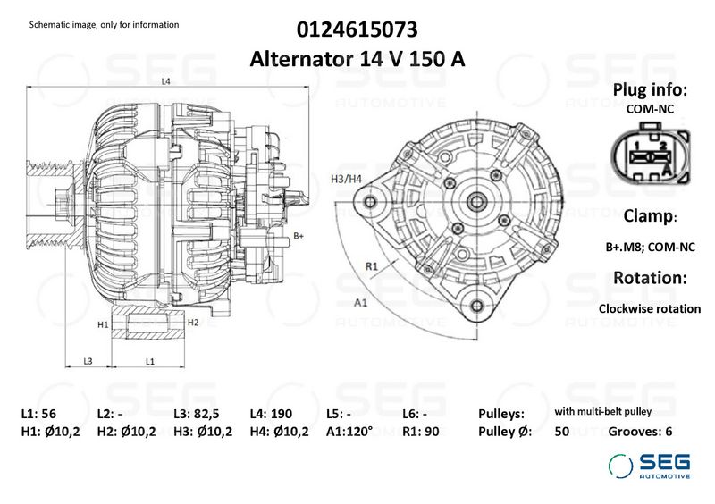 SEG Automotive 0124615073 Alternator