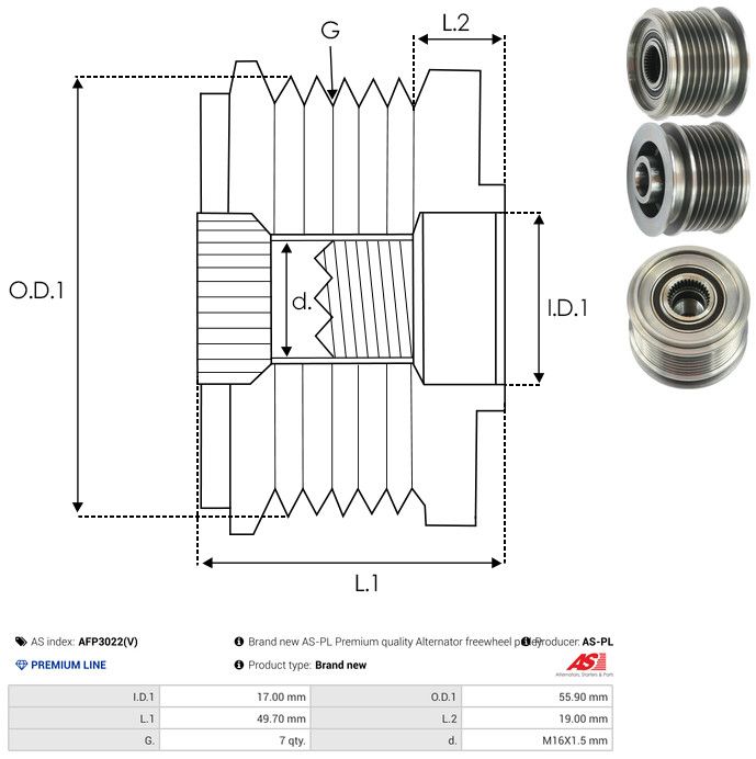 AS-PL AFP3022(V) Alternator Freewheel Clutch